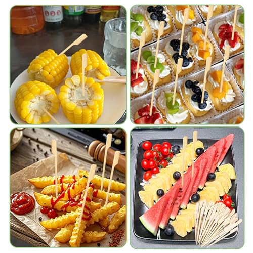 8 Inch Bamboo Skewers - 200 Pcs Natural Paddle Picks for Appetizers