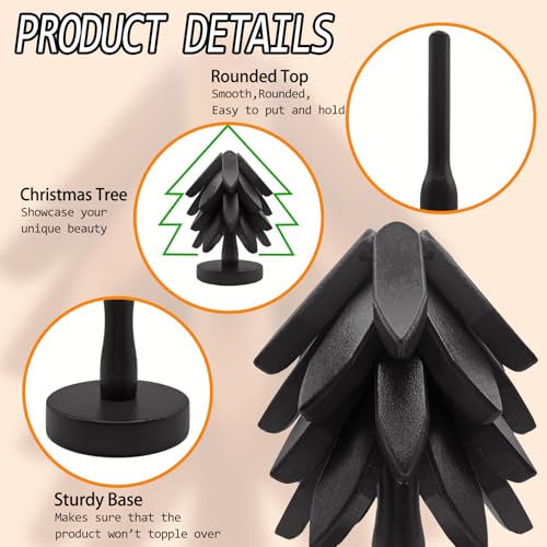 Black Wooden Trivets for Hot Dishes Christmas Tree Set Stackable Home Decor