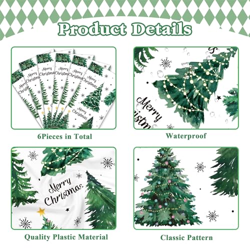 Christmas Table Runner 6 Pack Waterproof Disposable Plastic Holiday Decor 13.78 x 108.27 Inch