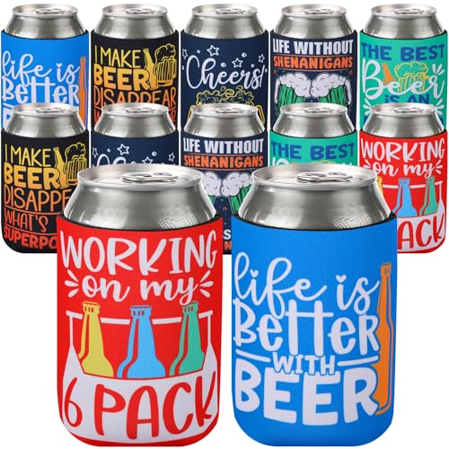 Funny Beer Can Cooler Sleeve - 12 Pcs Insulated Neoprene for 12 OZ Cans