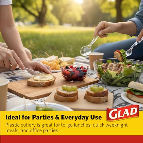Glad Heavy Duty Disposable Cutlery Set, Clear Plastic Forks, Knives & Spoons - 240 Count