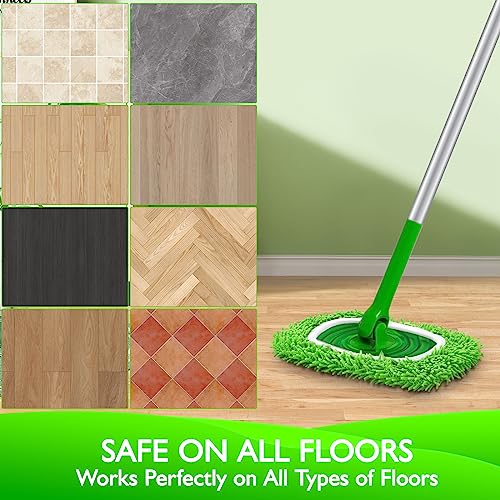 Yicotira Reusable Microfiber Mop Pads for Swiffer Sweeper, 4 Pack Green