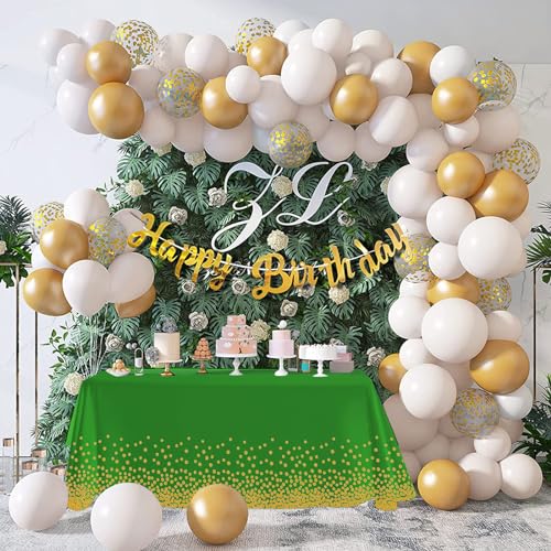 Green Gold Disposable Plastic Tablecloth Set - 54 x 108 Inch, 4 Pack