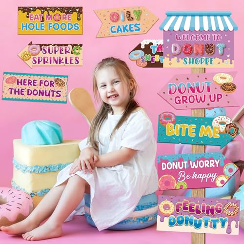 20 Pcs Donut Party Decorations - Directional Signs for Birthdays & Showers