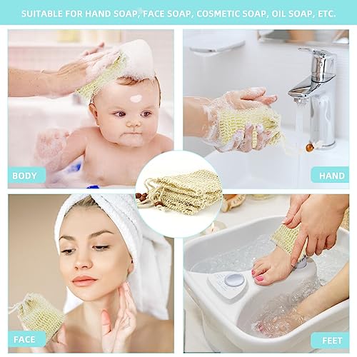 5 Pack Natural Cotton & Linen Soap Saver Bag Exfoliating Pouch