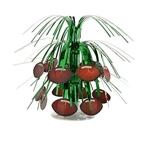 Football Mini Cascade Centerpiece - 7.5-Inch Green/Brown/White