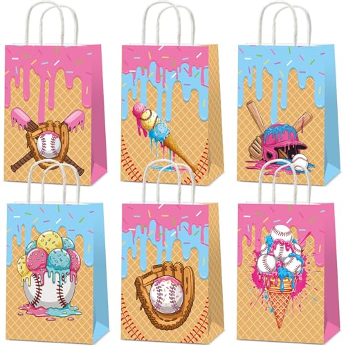 12 Pcs Baseball Ice Cream Drip Gift Bags with Handles