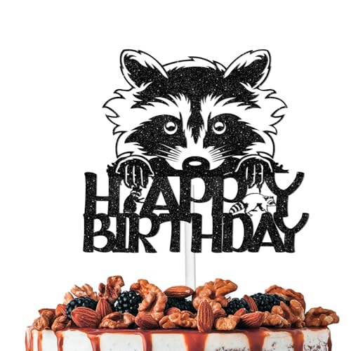 Raccoon Birthday Cake Topper - Cheerful Animal Theme Decor for Celebrations