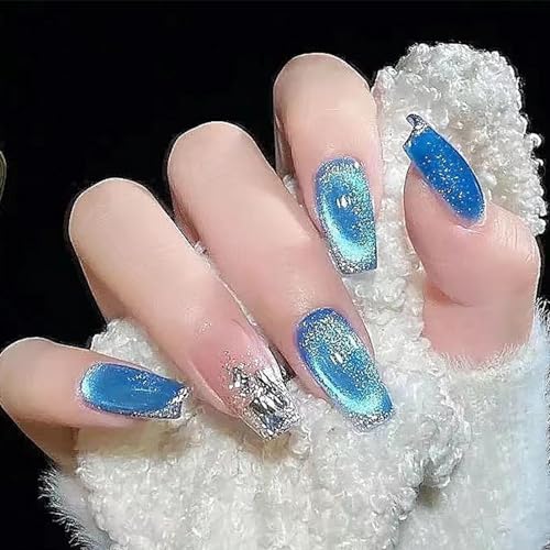 NAILKISS Cat Eye Magnetic Gel Polish Blue 9D Galaxy Glitter with Stick
