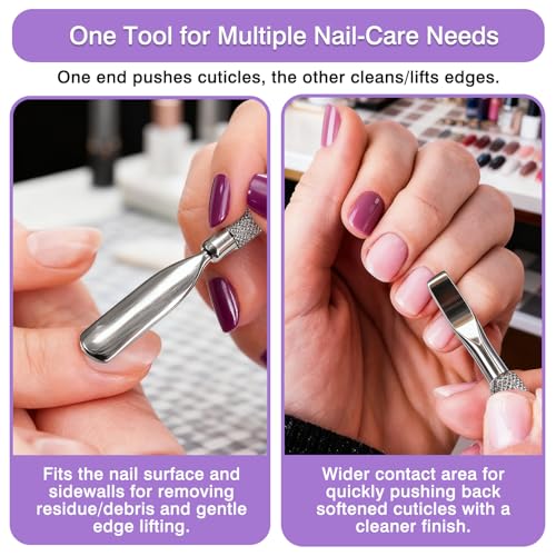 Gmlawsc 2-Piece Stainless Steel Cuticle Pusher and Nail Cleaner Set
