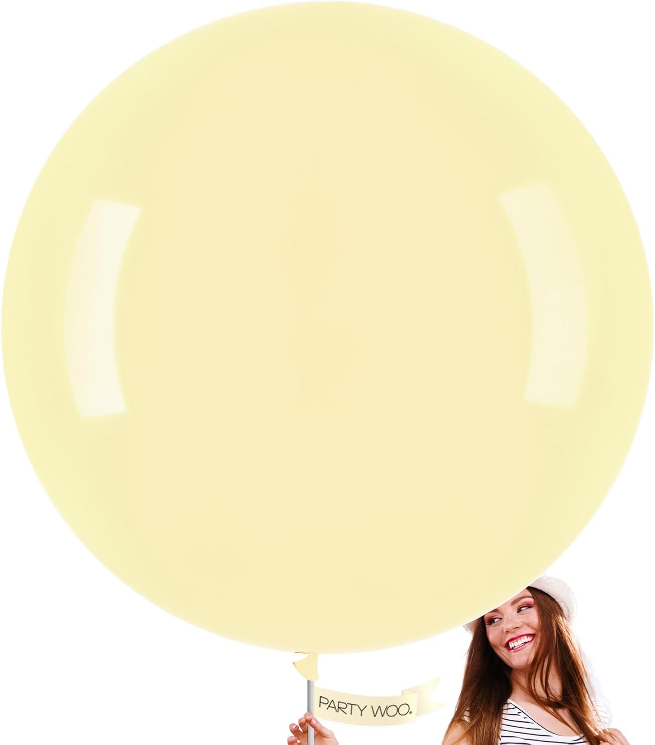 PartyWoo Pastel Yellow Balloons - 36 Inch Light Pale Yellow Latex Helium Balloons for Celebrations