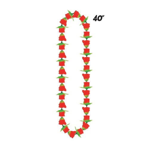 Beistle 12 Piece 40" Fabric Rose Leis Horse Racing Party Supplies, Tropical Hawaiian Luau Flower Necklaces
