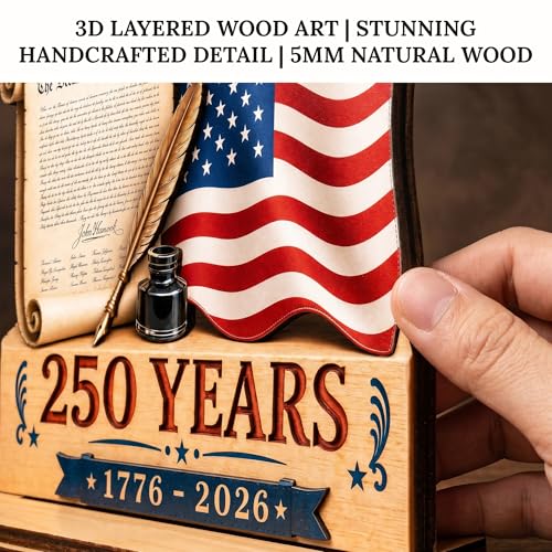 USA 250th Anniversary Wooden Decor Sign | Patriotic Gift 1776-2026