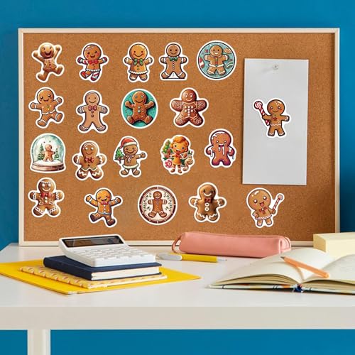 50 Pcs Gingerbread Man Stickers Waterproof Vinyl Holiday Christmas Decals