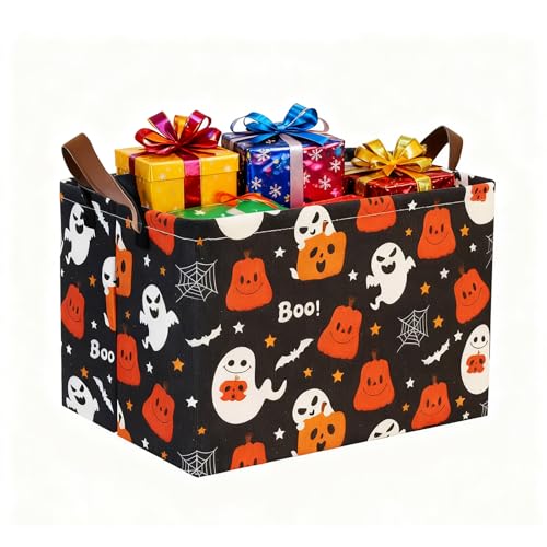 Black Ghost Canvas Laundry Basket - Collapsible Storage with Handles