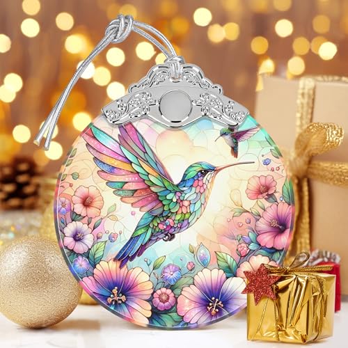 Hummingbird Stained Glass Ornament - Elegant Christmas Decor
