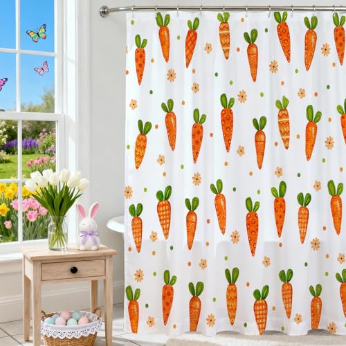 Easter Carrot Shower Curtain 72"x72" Waterproof with Hooks