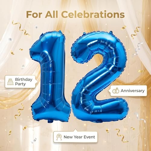32 Inch Blue Foil Helium Number Balloon for Birthday & Wedding