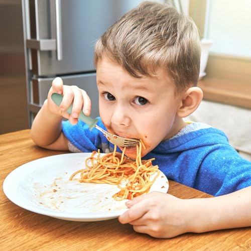 Toddler Fork Set - 6-Pack Stainless Steel with Plastic Handles