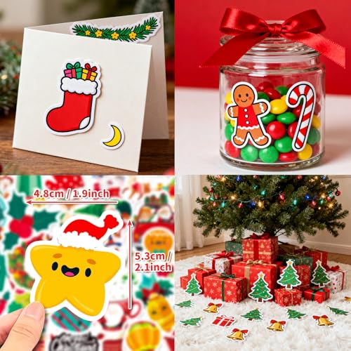 100-Piece Christmas Stickers - Waterproof Cute Holiday Designs