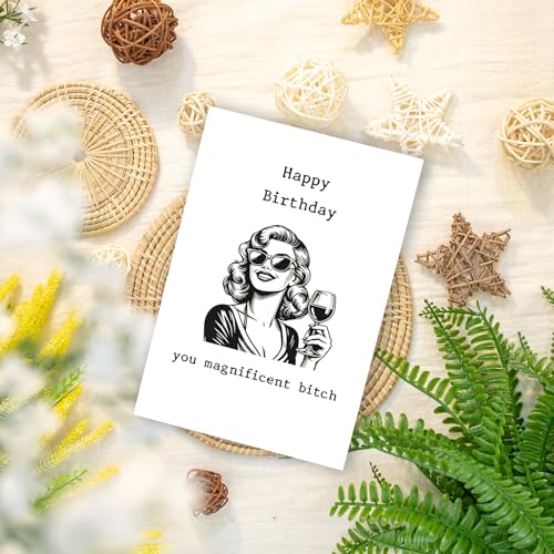 GVMGVM Funny Bad Bitch Birthday Card for Her - 8" 21st 25th 30th 40th for Bestie Sister Friend (Variation #8)