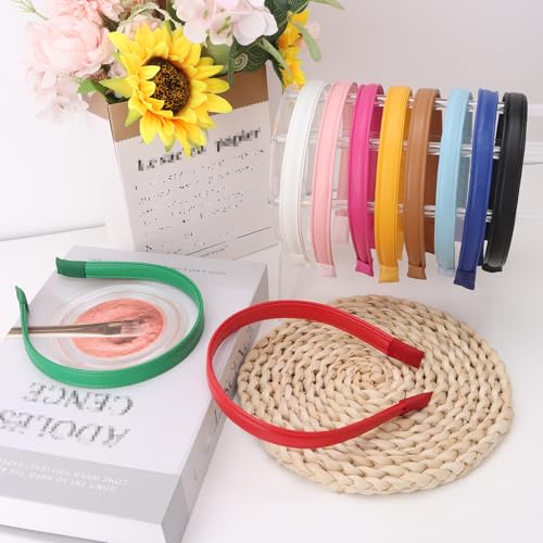 Wecoe PU Leather Headbands 10-Pack Non-Slip Hair Bands for Women and Girls