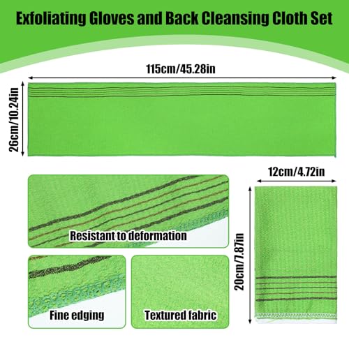 Korean Exfoliating Washcloth and Mitt Set for Body Back Shower