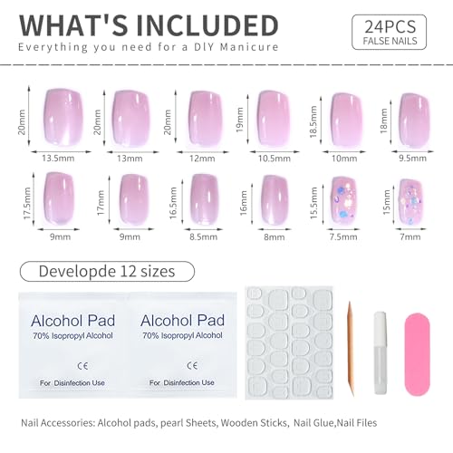 Cat Eye Press On Nails Medium Squoval Nude Pink Acrylic Fake Nails Kit