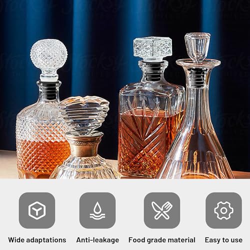 USEAMIE Liquor Pourer Adapter for Large 1-Inch Bottles - 6 Piece Set