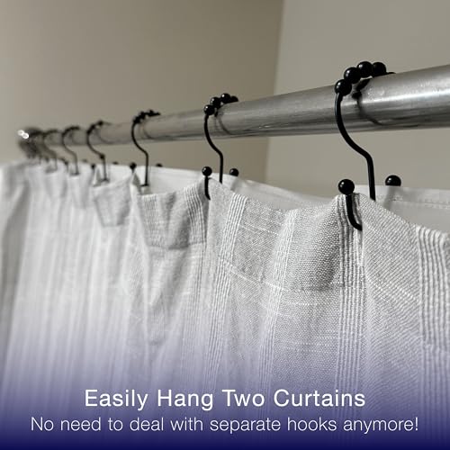 2 Lb. Depot Double Shower Curtain Hooks, Rust-Resistant Matte Black, 12-Pack