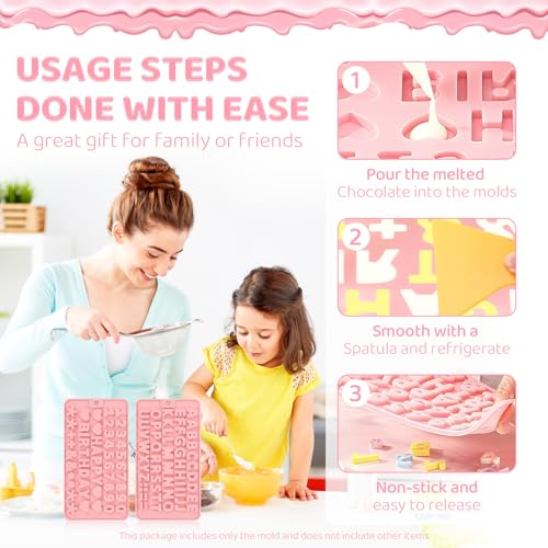 Silicone Chocolate Molds Set - 2PCS Number & Letter Molds for Birthday Cakes
