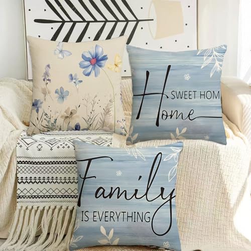Family is Everything Decorative Throw Pillow Covers - Set of 4, 18x18 Inch