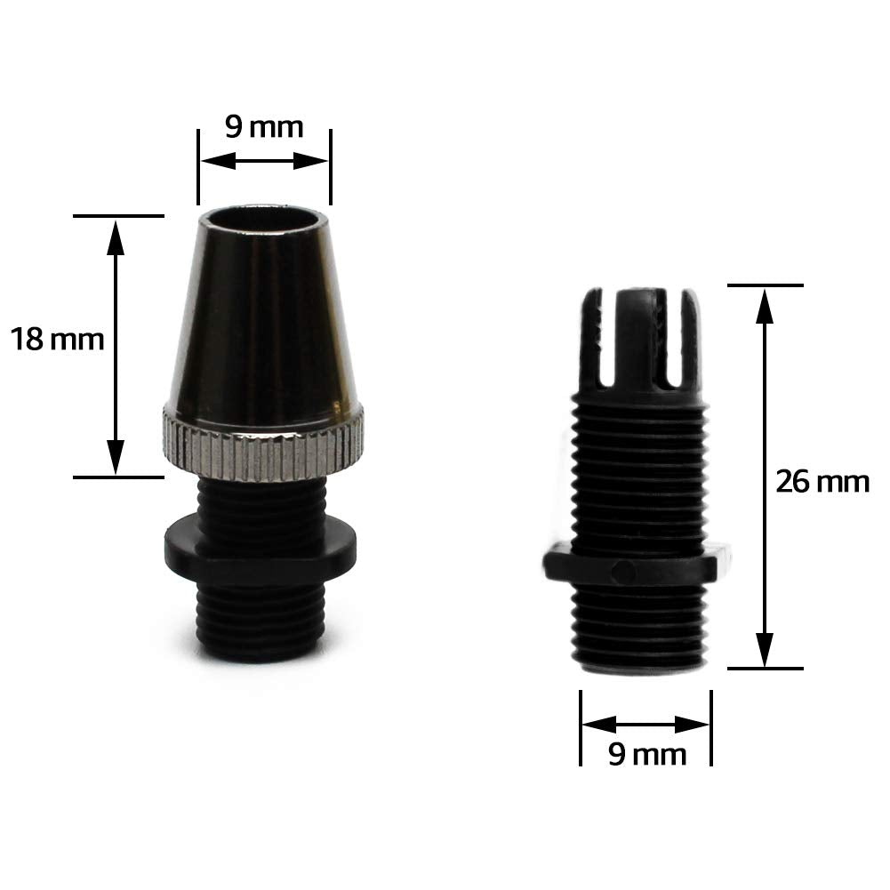 Retro Metal 20 Pcs Strain Relief Cord Connector Pendant Lighting Cord,PRUNLLA Aluminum Threaded Cord Grip Wire Clamp for Handmade Lighting,Lamps,Pendant (Glossy Black)