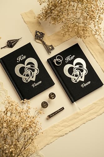 His and Hers Wedding Vow Books with Cufflinks & Tie Clip Set