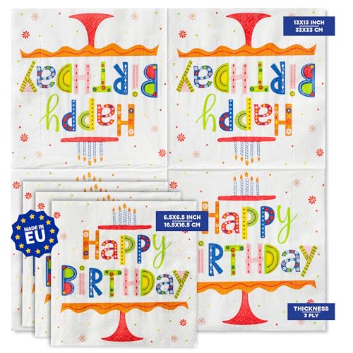 Happy Birthday Paper Napkins 3-Ply Lunch Size 20 Count