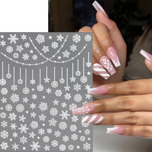 8 Sheets 3D Snowflake Christmas Nail Art Stickers Self-Adhesive Winter Decals
