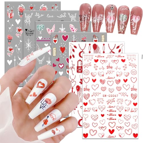 Valentine's Day Love Heart Nail Art Stickers 3D Self-Adhesive Decals