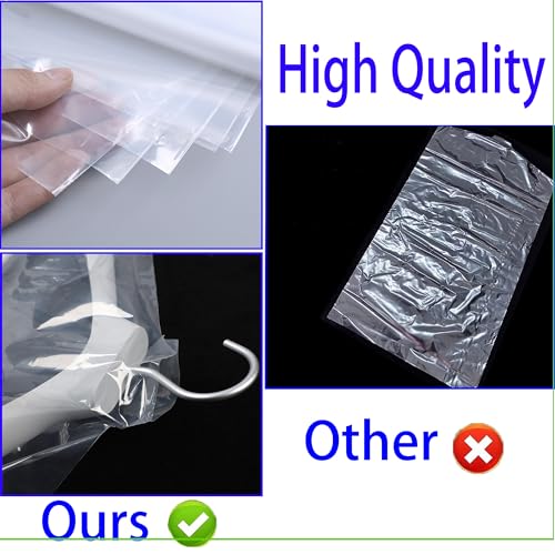 15 Pack Clear Plastic Garment Bags - Dust-Proof Clothing Covers