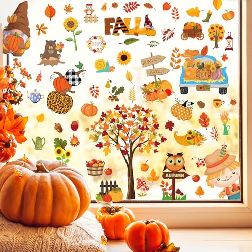 Autumn Window Clings - 83 PCS Double-Sided Fall Stickers