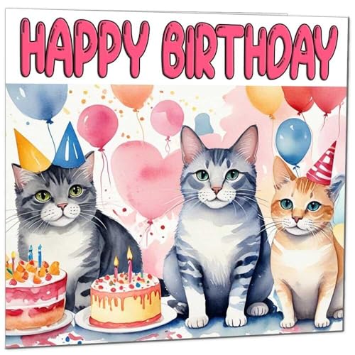 Funny Cat Birthday Card | Premium Quality 145mm Eco-Friendly