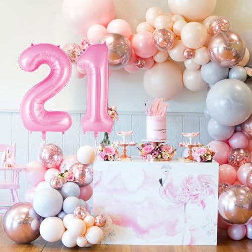 Pink Number 21 Balloon - Jumbo 40 Inch Mylar Foil Balloon for Birthday Party