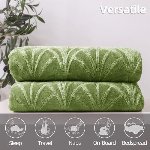 Soft Flannel Fleece Throw Blanket - Olive Green 50"x60"