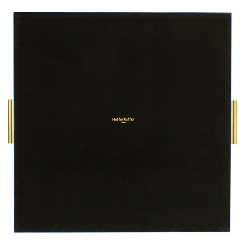 HofferRuffer Extra Large Square Serving Tray, Elegant Faux Leather Ottoman Tray with Gold Hardware Handles, Serve Tea, Coffee or Breakfast in Bed, 24 x 24 inches (Navy Blue Shagreen)