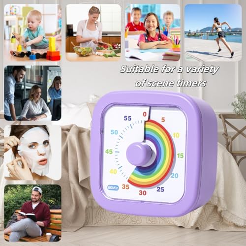 Purple Kids Visual Timer - 60-Minute Countdown Timer for Time Management