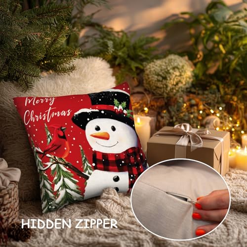 Christmas Throw Pillow Covers Set of 4 18x18 Inches Holiday Decor Cushion Cases