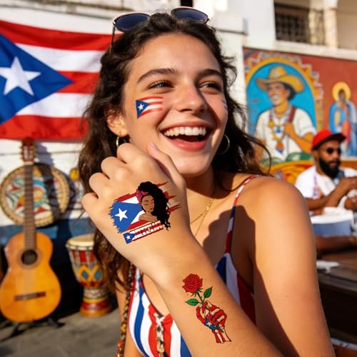 Puerto Rico Glow in the Dark Temporary Tattoos - 200+ Party Stickers