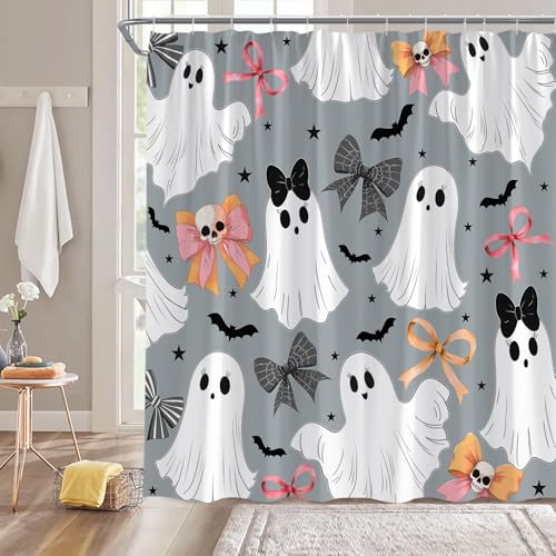 Halloween Ghost Shower Curtain - 70x70 Inch Polyester Design