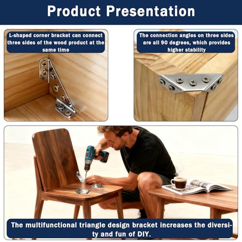 22-Pack Stainless Steel L Brackets for DIY Furniture Support