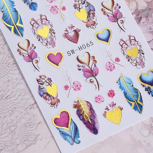 Valentine Nail Art Stickers 3D Self-Adhesive Heart Decals 6Pcs