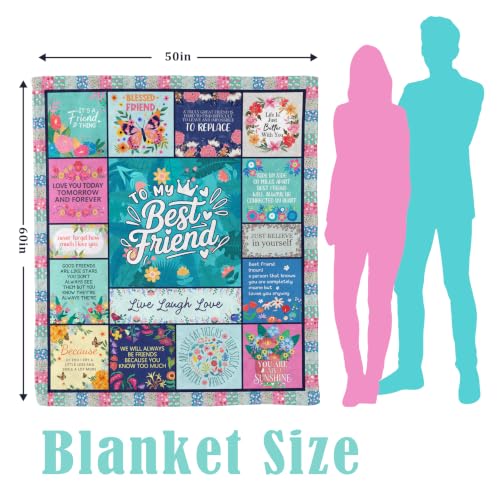 Best Friend Gift Blanket 50x60 Floral Throw for Women, Friendship Gift